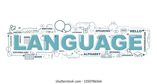 Design Concept Of Word LANGUAGE Website Banner.