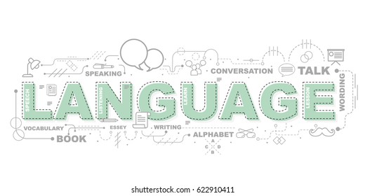 Design Concept Of Word LANGUAGE Website Banner.