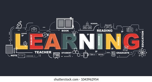 Design Concept Of Word LEARNING Website Banner.