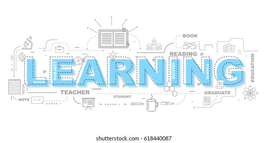 Design Concept Of Word LEARNING Website Banner.