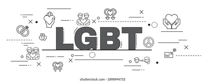 Design Concept Of Word LGBT Website Banner.