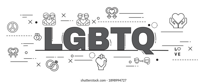 Design Concept Of Word LGBTQ Website Banner.