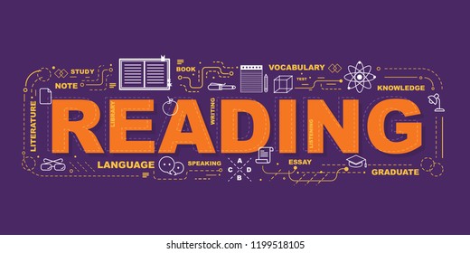 Design Concept Of Word READING Website Banner.
