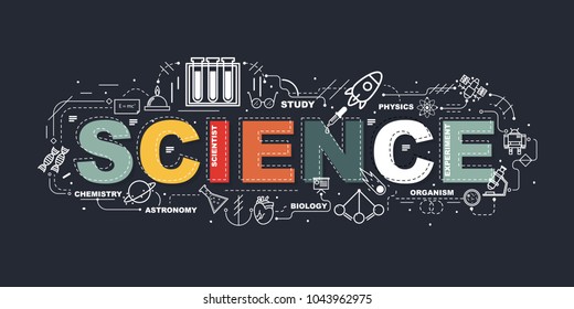 Design Concept Word Science Website Banner Stock Vector (Royalty Free ...