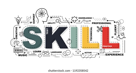 Design Concept Of Word SKILL Website Banner.