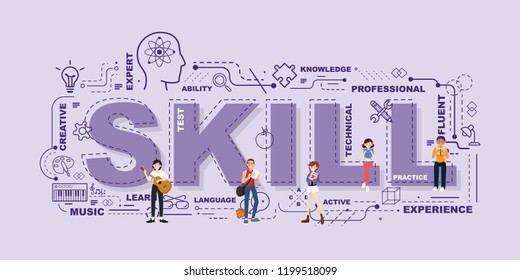 Design Concept Of Word SKILL Website Banner.