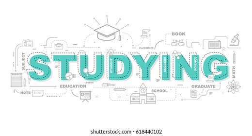 design-concept-word-studying-website-banner-stock-vector-royalty-free