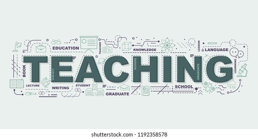 Design Concept Of Word TEACHING Website Banner.