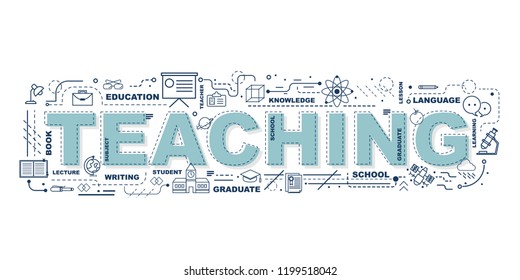 Design Concept Of Word TEACHING Website Banner.