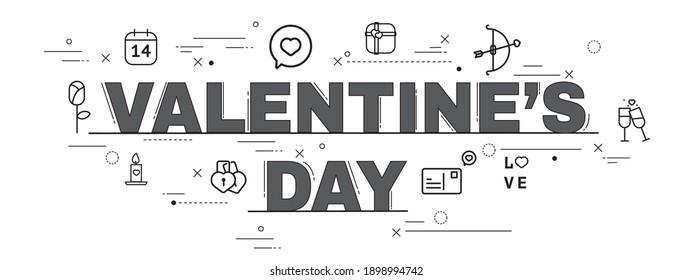 Design Concept Of Word VALENTINE'S DAY Website Banner.