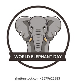 The design concept for the "World Elephant Day".  A hand-drawn elephant. Banner, icon