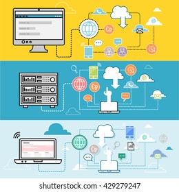 Design Concepts For Data Architecture, Big Technology, Database, Mobile Cloud Computing, Cloud Platform And Solutions Vector