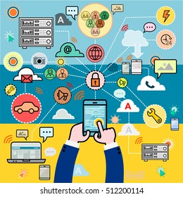 Design concepts for data architecture, big technology, database, mobile cloud computing, cloud platform and solutions vector