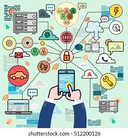 Design concepts for data architecture, big technology, database, mobile cloud computing, cloud platform and solutions vector