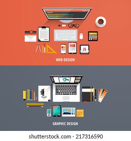 Design concepts Icons for graphic and web design. Flat style. Vector