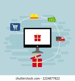 Design concepts Icons for online shopping. Flat style. Vector