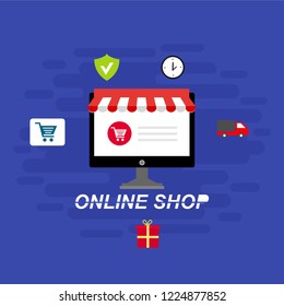 Design concepts Icons for online shopping. Flat style. Vector