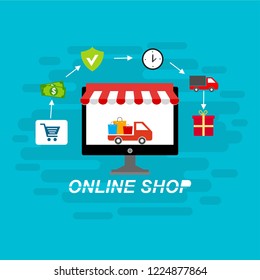 Design concepts Icons for online shopping. Flat style. Vector