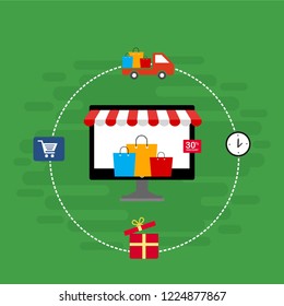 Design concepts Icons for online shopping. Flat style. Vector