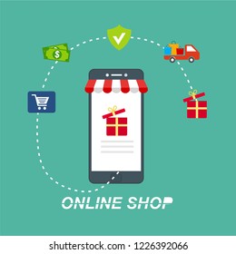 Design concepts Icons for online shopping. Flat style. Vector