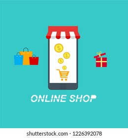 Design concepts Icons for online shopping. Flat style. Vector