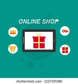 Design concepts Icons for online shopping. Flat style. Vector