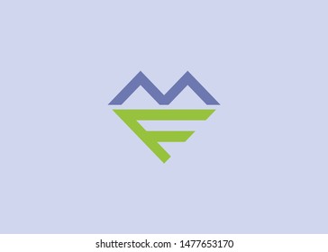 
design concepts that are formed from m and f with a shape resembling people who are smiling, mountain and love