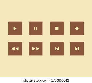 The design contains a collection of video player icons.