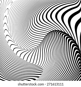 Design convex textured background. Abstract lines distortion backdrop. Vector-art illustration. No gradient