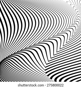 Design convex textured background. Abstract lines distortion backdrop. Vector-art illustration. No gradient
