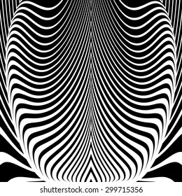 Design convex textured background. Abstract lines distortion backdrop. Vector-art illustration. No gradient
