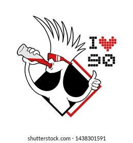 Design of cool man drinking soda