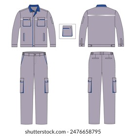 A design for copper protection and labor. Ideal for construction or labor graphics. FLAT DESCRIPTION DESIGN FOR SUIT INCLUDING FRONT AND BACK