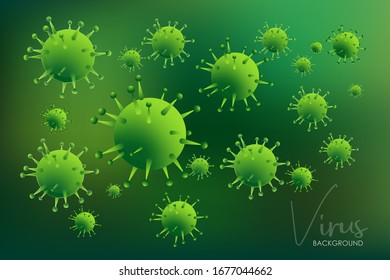 Design of a coronavirus outbreak with a viral cell in microscopic form. Vector illustration template on the topic of a dangerous SARS epidemic for an advertising banner or leaflet.