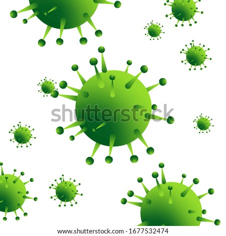 Design of a coronavirus outbreak with a viral cell in microscopic form. Vector illustration template on the topic of a dangerous SARS epidemic for an advertising banner or leaflet.