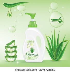 Design cosmetics product advertising cosmetic package.shampoo,cream, gel, body lotion with aloe vera extract.