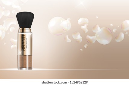 Design Cosmetics Product Powder Template for Ads or Magazine Background. 3D Realistic Vector Iillustration. EPS10