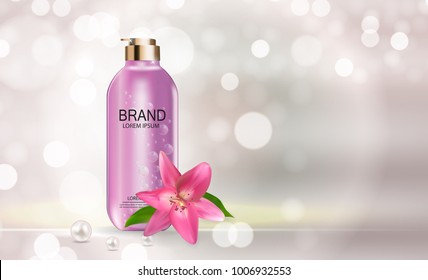 Design Cosmetics Product  Template for Ads or Magazine Background. 3D Realistic Vector Iillustration. EPS10