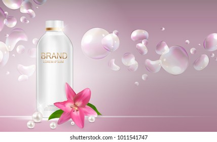 Design Cosmetics Product  Template for Ads or Magazine Background. 3D Realistic Vector Iillustration. EPS10
