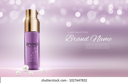 Design Cosmetics Product  Template for Ads or Magazine Background. 3D Realistic Vector Iillustration. EPS10