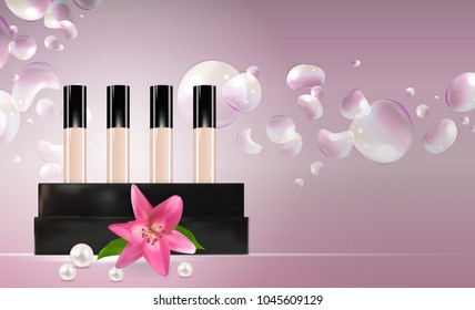 Design Cosmetics Product  Template for Ads or Magazine Background. 3D Realistic Vector Iillustration. EPS10