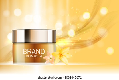 Design Cosmetics Product  Template for Ads or Magazine Background. 3D Realistic Vector Iillustration. EPS10