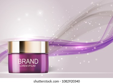 Design Cosmetics Product  Template for Ads or Magazine Background. 3D Realistic Vector Iillustration. EPS10