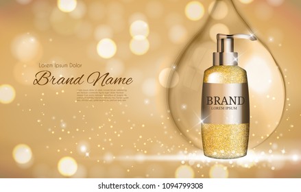 Design Cosmetics Product  Template for Ads or Magazine Background. 3D Realistic Vector Iillustration. EPS10