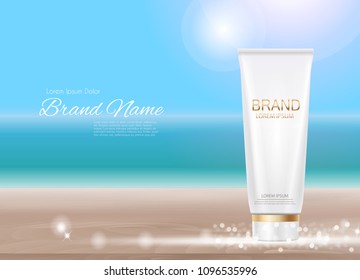 Design Cosmetics Product  Template for Ads or Magazine Background. 3D Realistic Vector Iillustration. EPS10