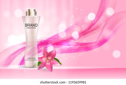 Design Cosmetics Product  Template for Ads or Magazine Background. 3D Realistic Vector Iillustration. EPS10
