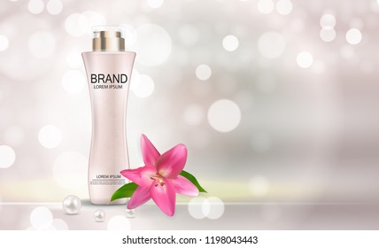Design Cosmetics Product  Template for Ads or Magazine Background. 3D Realistic Vector Iillustration. EPS10