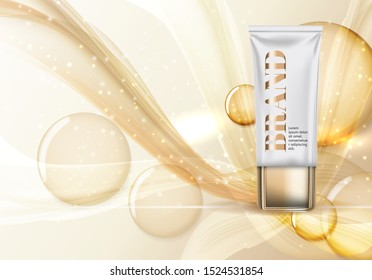 Design Cosmetics Product  Template for Ads or Magazine Background. 3D Realistic Vector Iillustration. EPS10