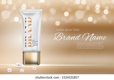 Design Cosmetics Product  Template for Ads or Magazine Background. 3D Realistic Vector Iillustration. EPS10