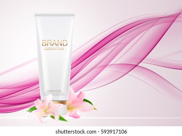 Design Cosmetics Product  Template for Ads or Magazine Background. 3D Realistic Vector Iillustration. EPS10
